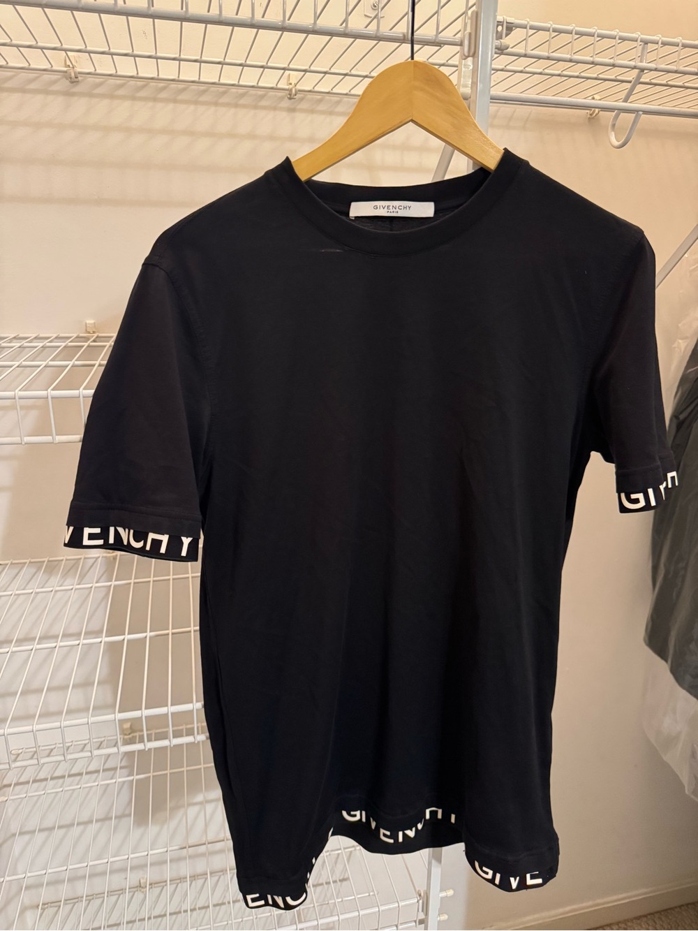 Givenchy Black Short-Sleeve Logo Trim Tee Small